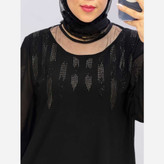 شومیز مجلسی زنانه رنگ مشکی سایز 3x و 5x جنس کرپ جودون