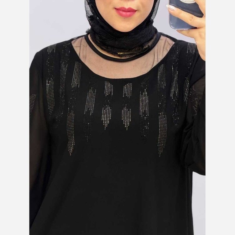 شومیز مجلسی زنانه رنگ مشکی سایز 3x و 5x جنس کرپ جودون