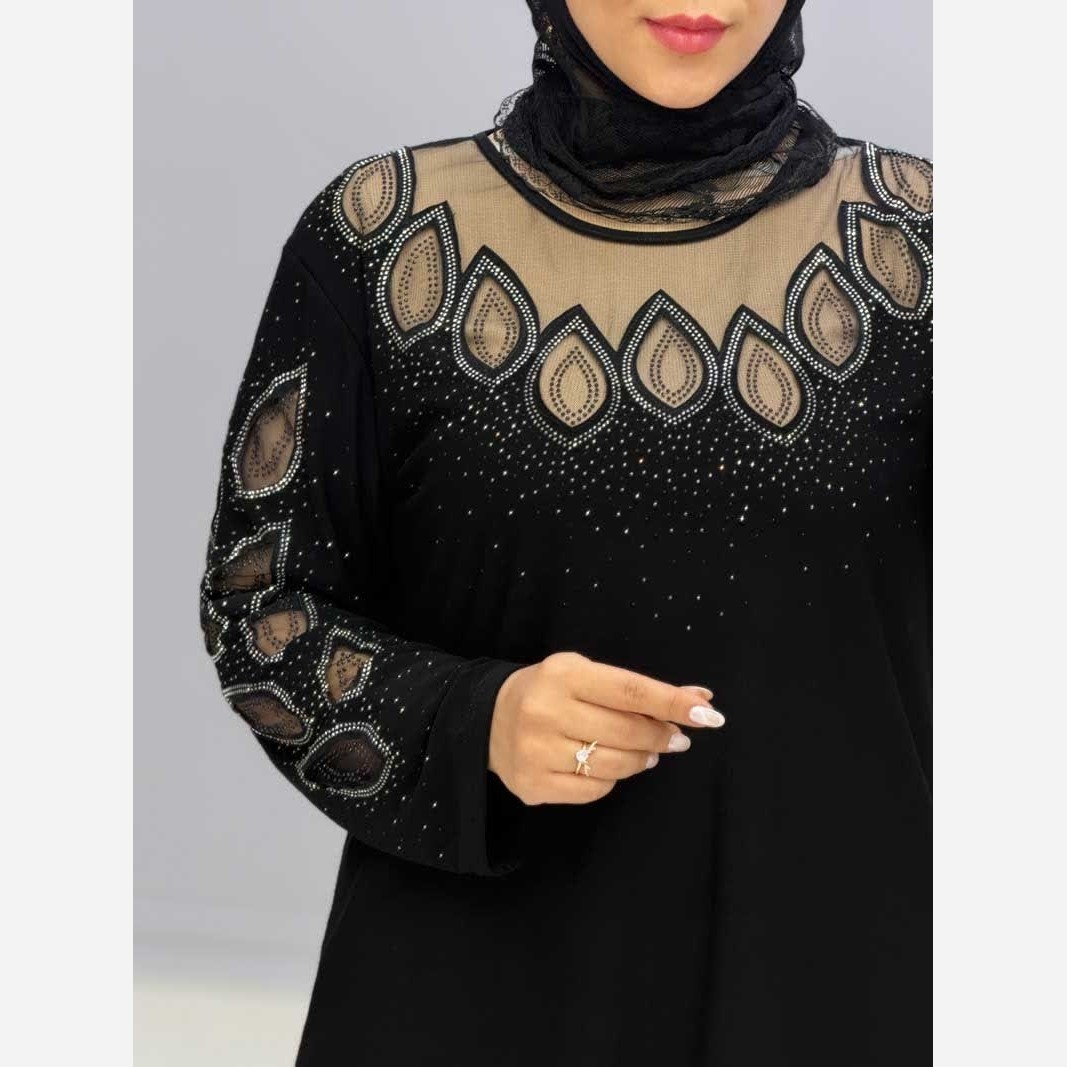 لباس مجلسی زنانه رنگ مشکی جنس کرپ جودون