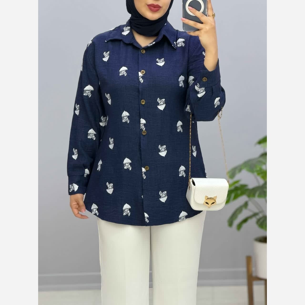 شومیز مانتویی زنانه و دخترانه گل دوزی شده مدل نایسین