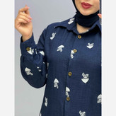 شومیز مانتویی زنانه و دخترانه گل دوزی شده مدل نایسین